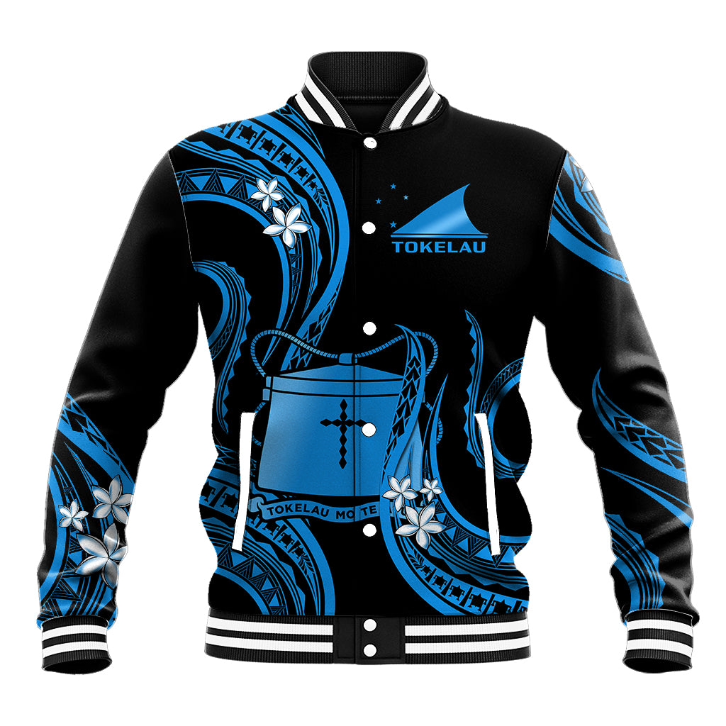 Tokelau Baseball Jacket Tokelauan Tatau With Badge Blue LT14 Unisex Blue - Polynesian Pride