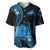 Tokelau Baseball Jersey Tokelauan Tatau With Badge Blue LT14 - Polynesian Pride