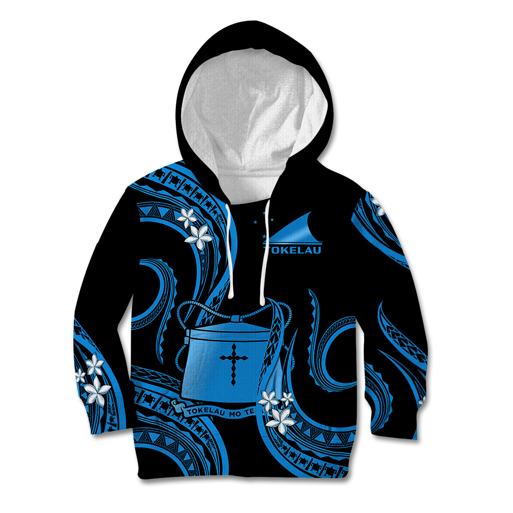 Tokelau Kid Hoodie Tokelauan Tatau With Badge Blue LT14 Hoodie Blue - Polynesian Pride