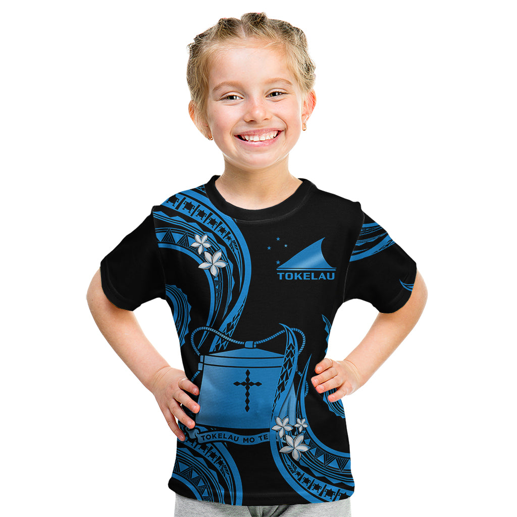 Tokelau Kid T Shirt Tokelauan Tatau With Badge Blue LT14 - Polynesian Pride