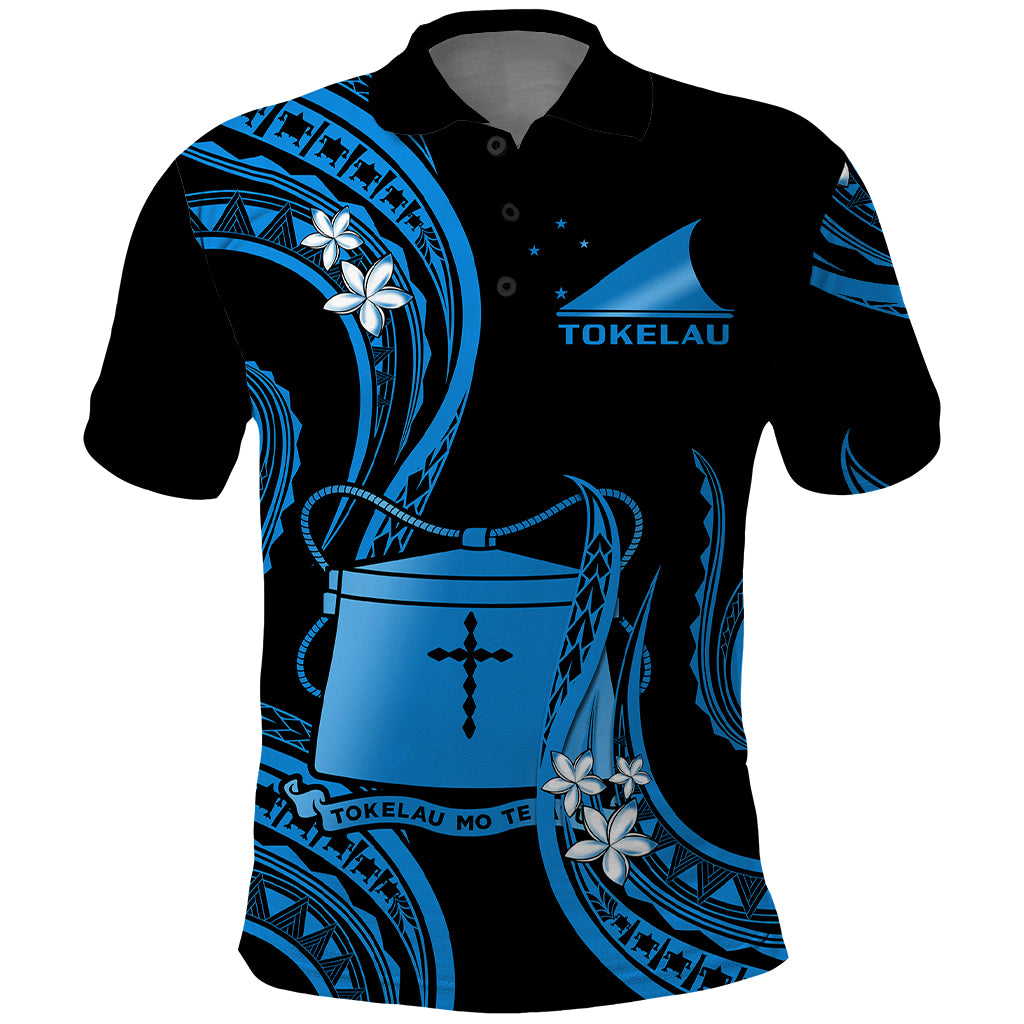 Tokelau Polo Shirt Tokelauan Tatau With Badge Blue LT14 Blue - Polynesian Pride