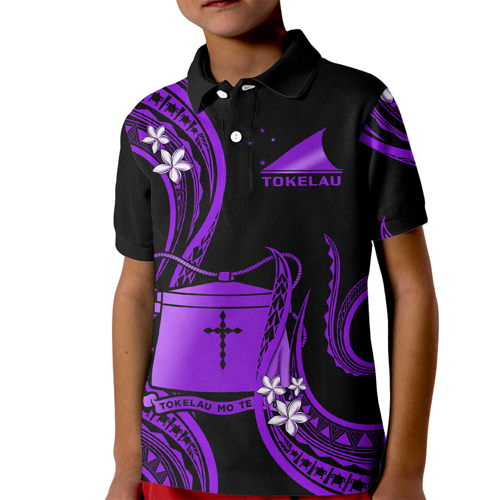 Tokelau Kid Polo Shirt Tokelauan Tatau With Badge Purple LT14 Kid Purple - Polynesian Pride