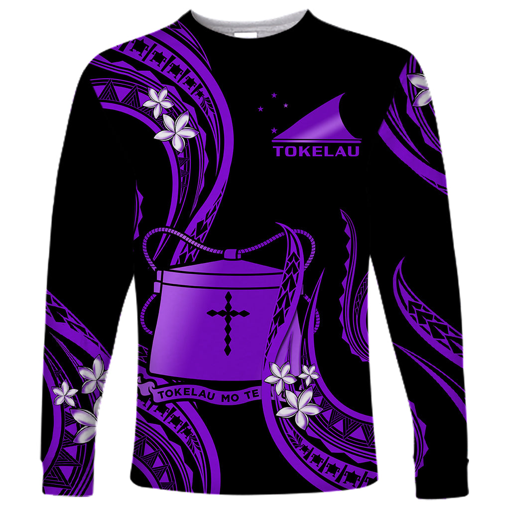 Tokelau Long Sleeve Shirt Tokelauan Tatau With Badge Purple LT14 Unisex Purple - Polynesian Pride