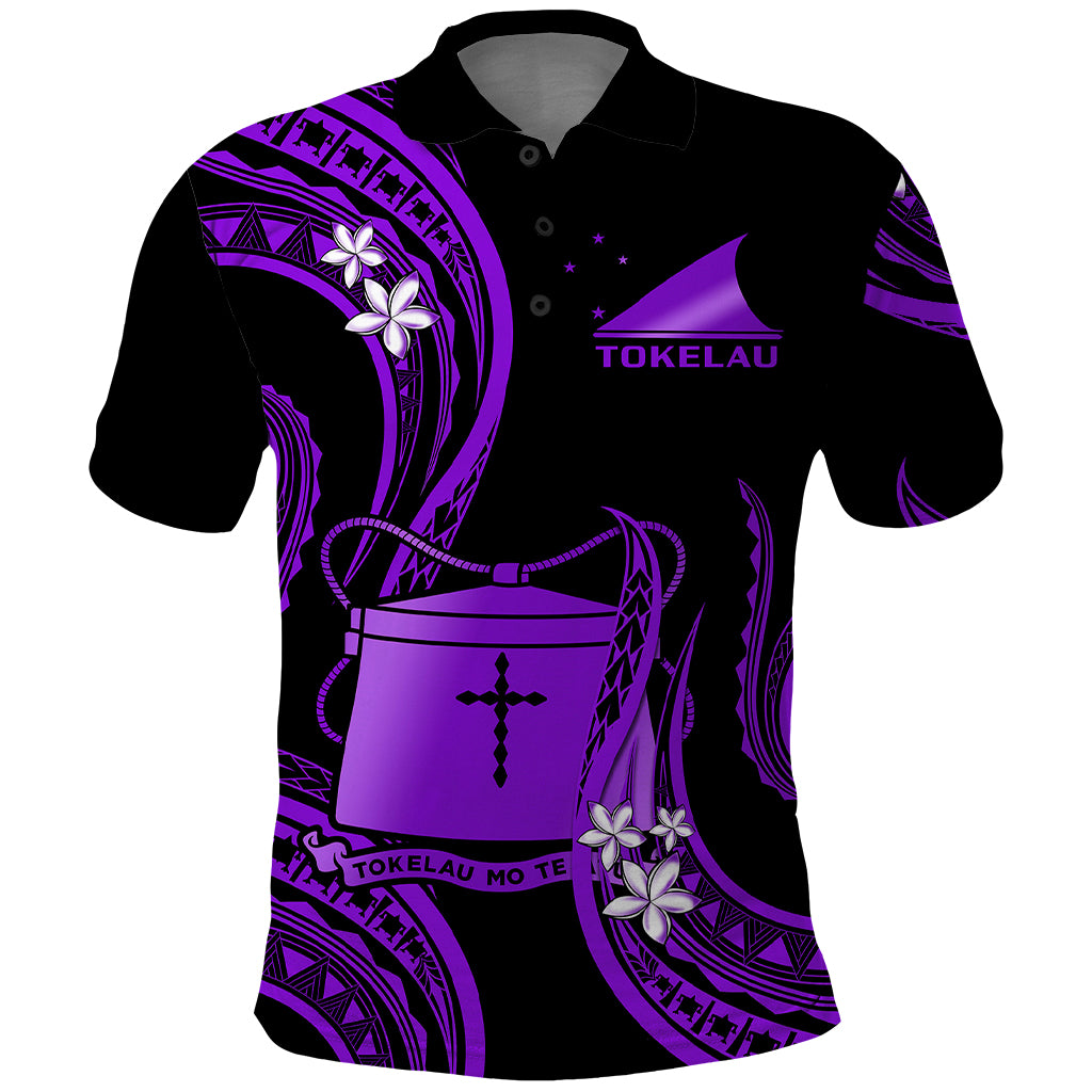 Tokelau Polo Shirt Tokelauan Tatau With Badge Purple LT14 Purple - Polynesian Pride