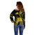 Tokelau Off Shoulder Sweater Tokelauan Tatau With Badge Yellow LT14 - Polynesian Pride