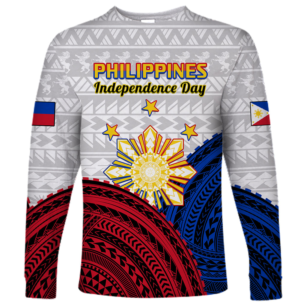 Philippines Independence Day Long Sleeve Shirt Proud To Be Filipino Polynesian Pattern LT14 Unisex White - Polynesian Pride