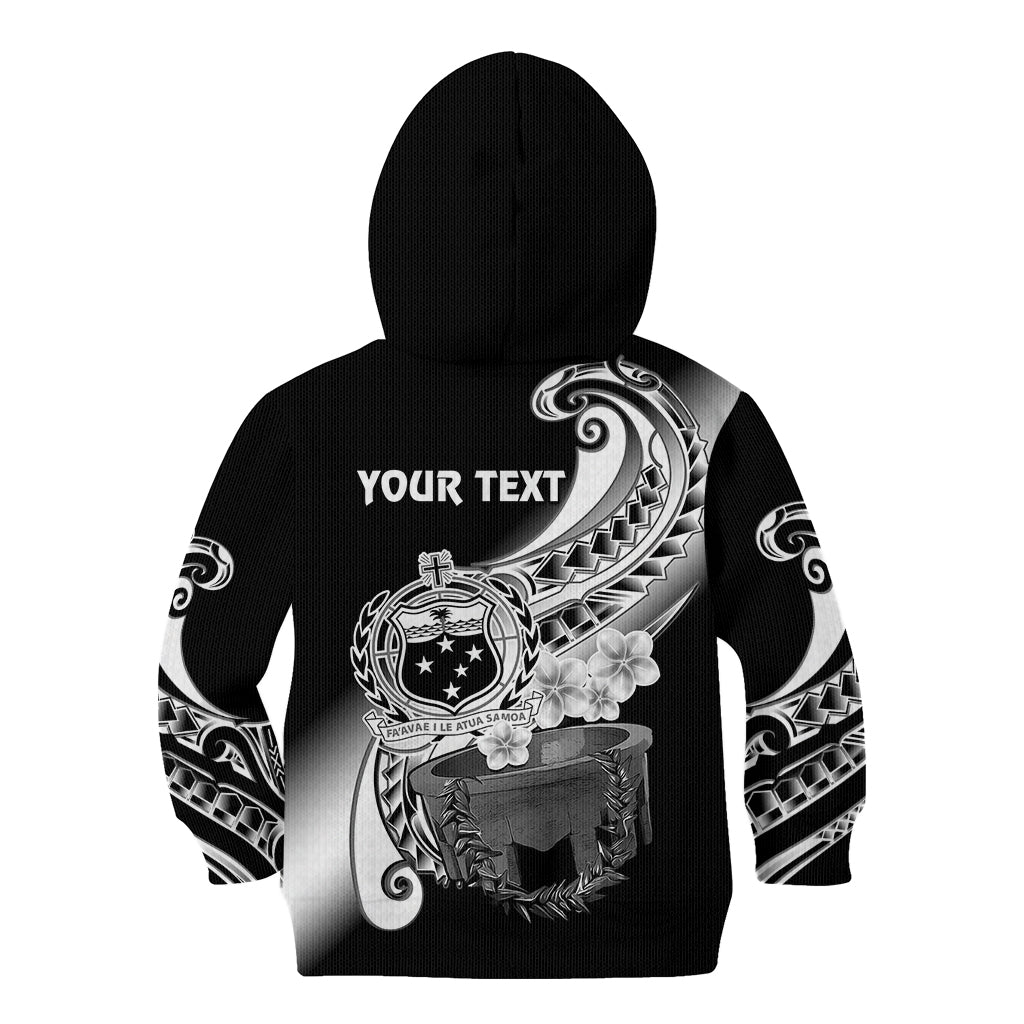 (Custom Personalised) Samoa Kid Hoodie Ula Fala Kava Bowl Plumeria Polynesian Black LT14 - Polynesian Pride