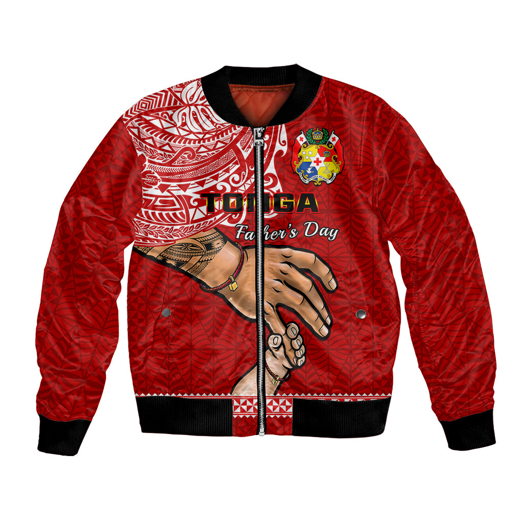 Tonga Fathers Day Bomber Jacket Red Tongan Ngatu I Love You Dad LT14 Unisex Red - Polynesian Pride