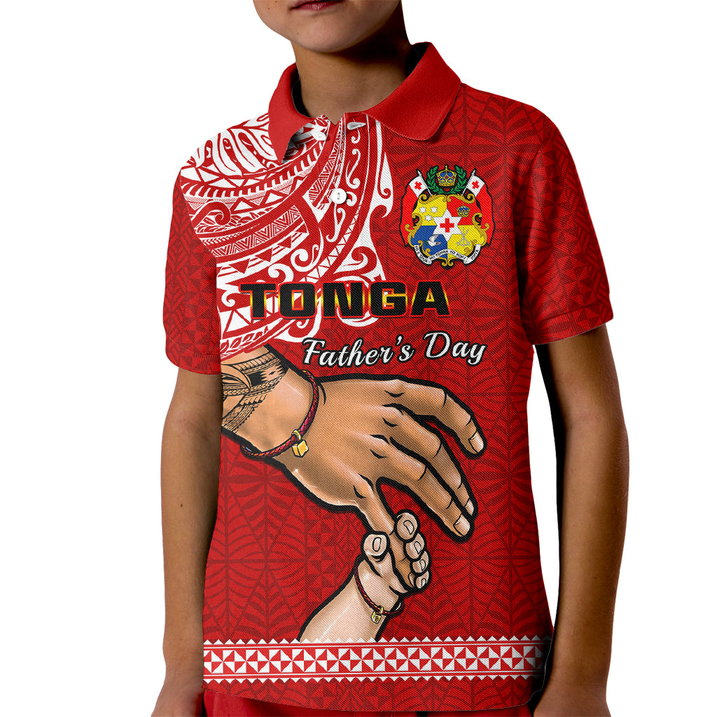 Tonga Fathers Day Kid Polo Shirt Red Tongan Ngatu I Love You Dad LT14 Kid Red - Polynesian Pride