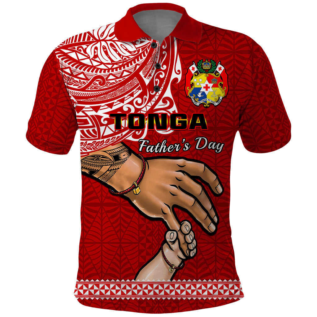 Tonga Fathers Day Polo Shirt Red Tongan Ngatu I Love You Dad LT14 Red - Polynesian Pride