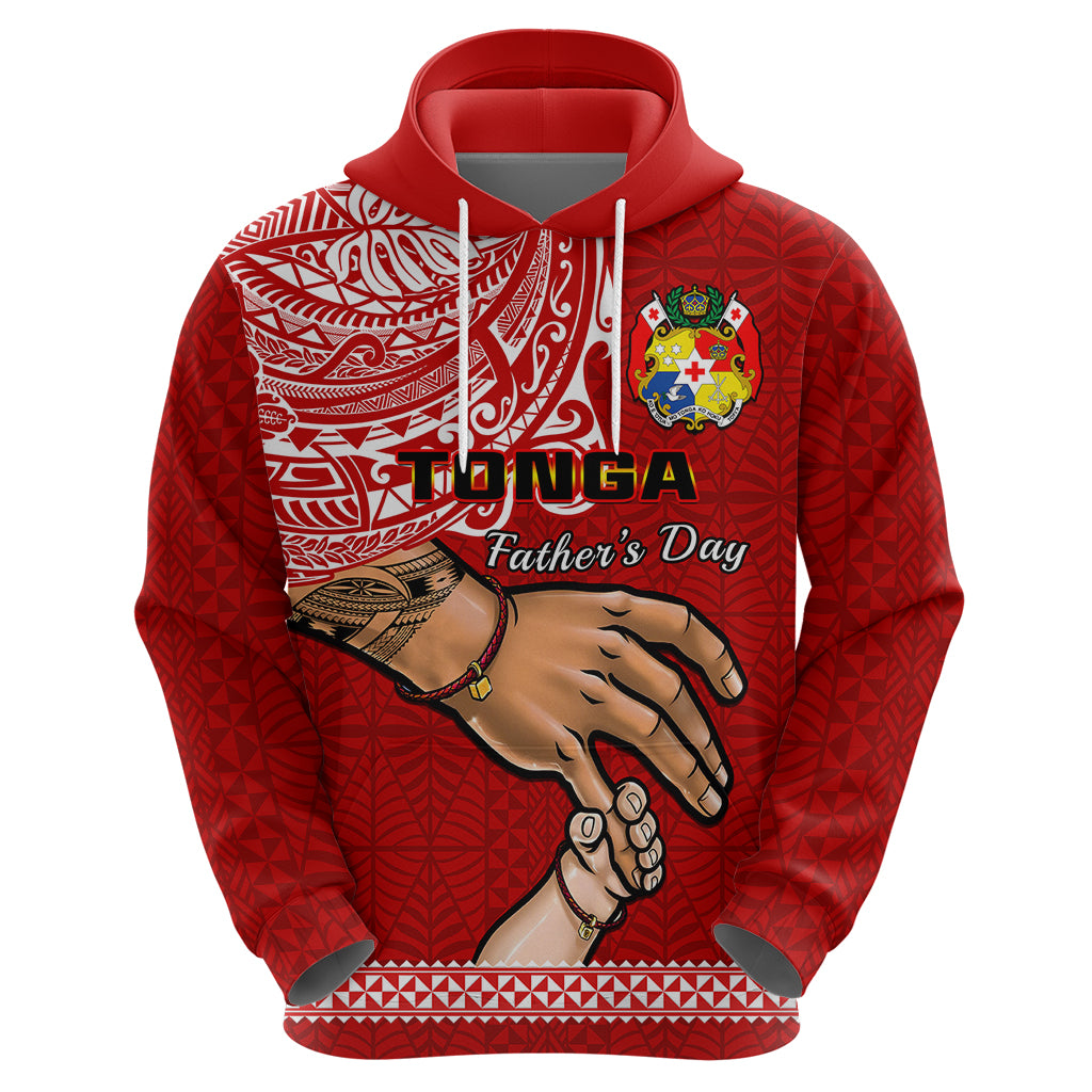 Custom Tonga Fathers Day Hoodie Red Tongan Ngatu I Love You Dad LT14 Zip Hoodie Red - Polynesian Pride
