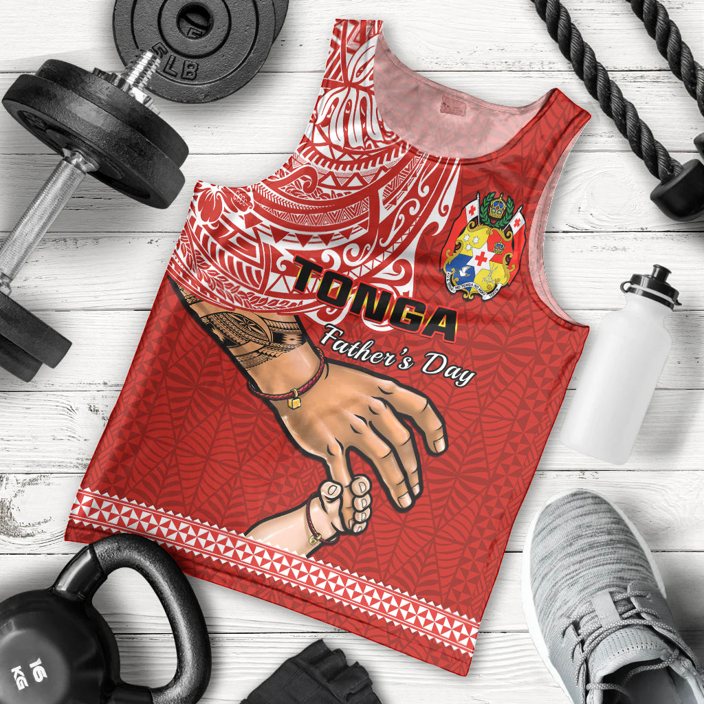 (Custom Personalised) Tonga Fathers Day Men Tank Top Red Tongan Ngatu I Love You Dad LT14 Red - Polynesian Pride