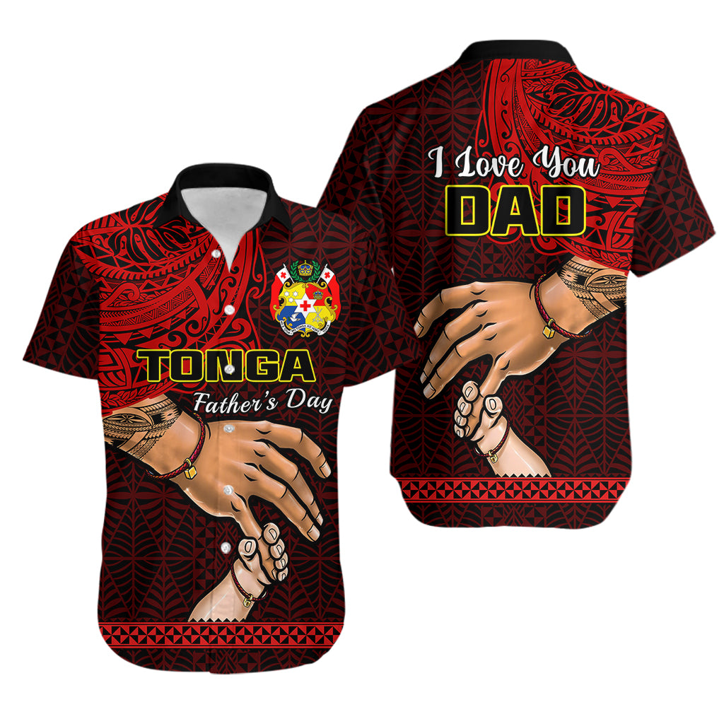 Tonga Fathers Day Hawaiian Shirt Black Tongan Ngatu I Love You Dad LT14 Black - Polynesian Pride