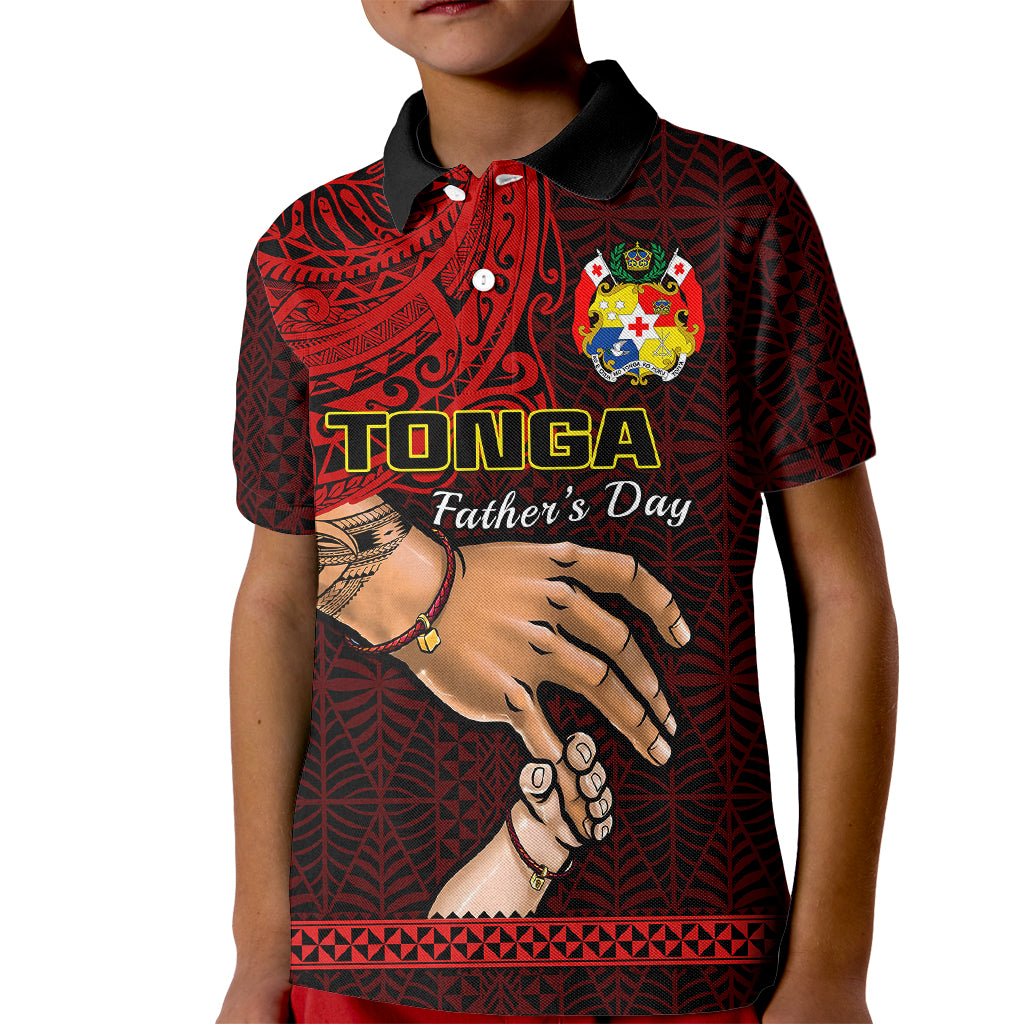 Tonga Fathers Day Kid Polo Shirt Black Tongan Ngatu I Love You Dad LT14 Kid Black - Polynesian Pride