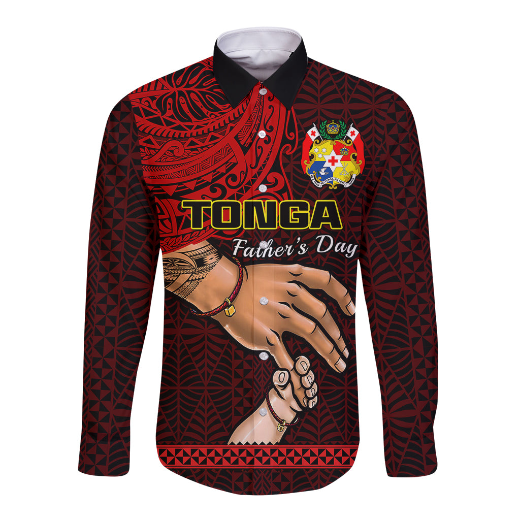 Tonga Fathers Day Long Sleeve Button Shirt Black Tongan Ngatu I Love You Dad LT14 Unisex Black - Polynesian Pride