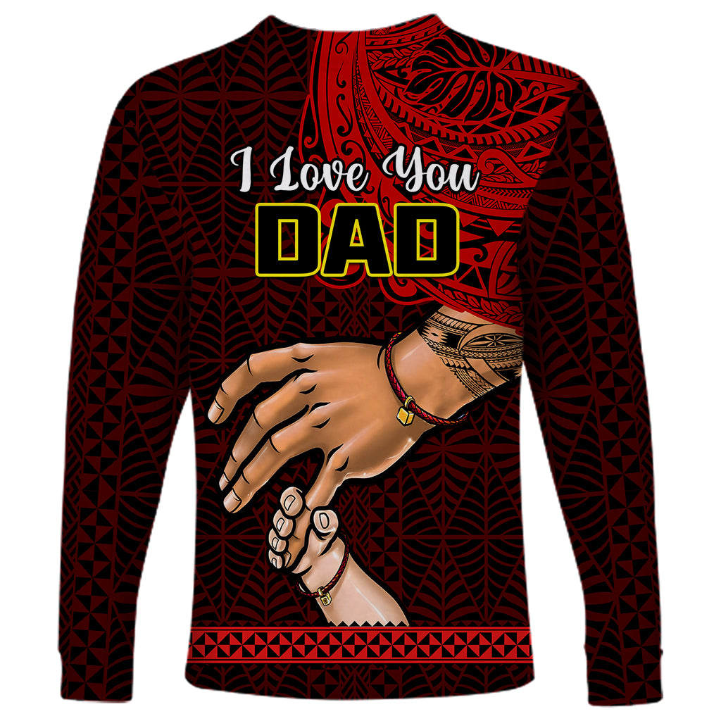 Tonga Fathers Day Long Sleeve Shirt Black Tongan Ngatu I Love You Dad LT14 - Polynesian Pride