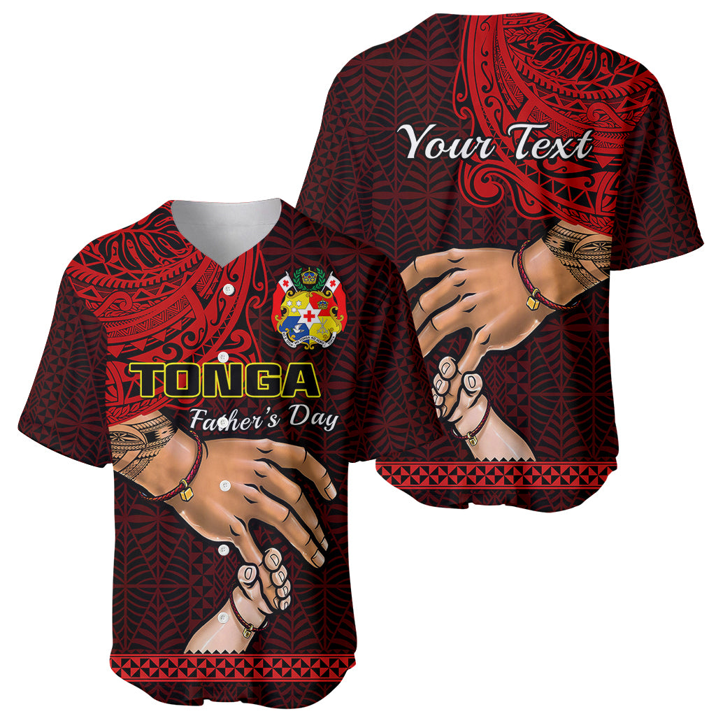 (Custom Personalised) Tonga Fathers Day Baseball Jersey Black Tongan Ngatu I Love You Dad LT14 Black - Polynesian Pride