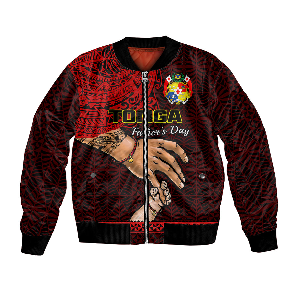 (Custom Personalised) Tonga Fathers Day Bomber Jacket Black Tongan Ngatu I Love You Dad LT14 Unisex Black - Polynesian Pride