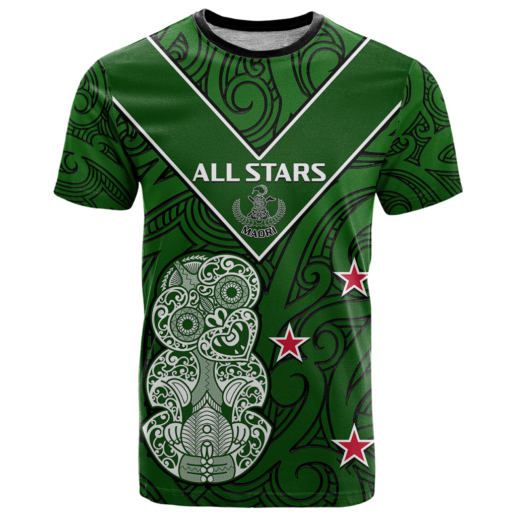 (Custom Text and Number) Aotearoa Rugby T Shirt All Stars New Zealand Tiki Maori LT14 Green - Polynesian Pride