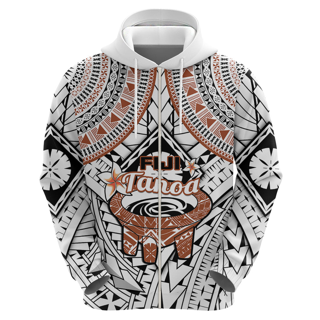 Fiji Tanoa Hoodie Kava Bowl Fijian Tapa Brown Pattern LT14 - Polynesian Pride