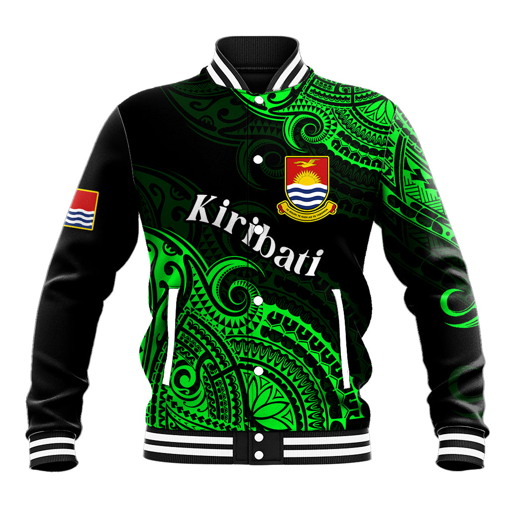(Custom Personalised) Ribaberiki Kiribati Coat Of Arms Mix Green Polynesian Baseball Jacket LT14 Unisex Green - Polynesian Pride