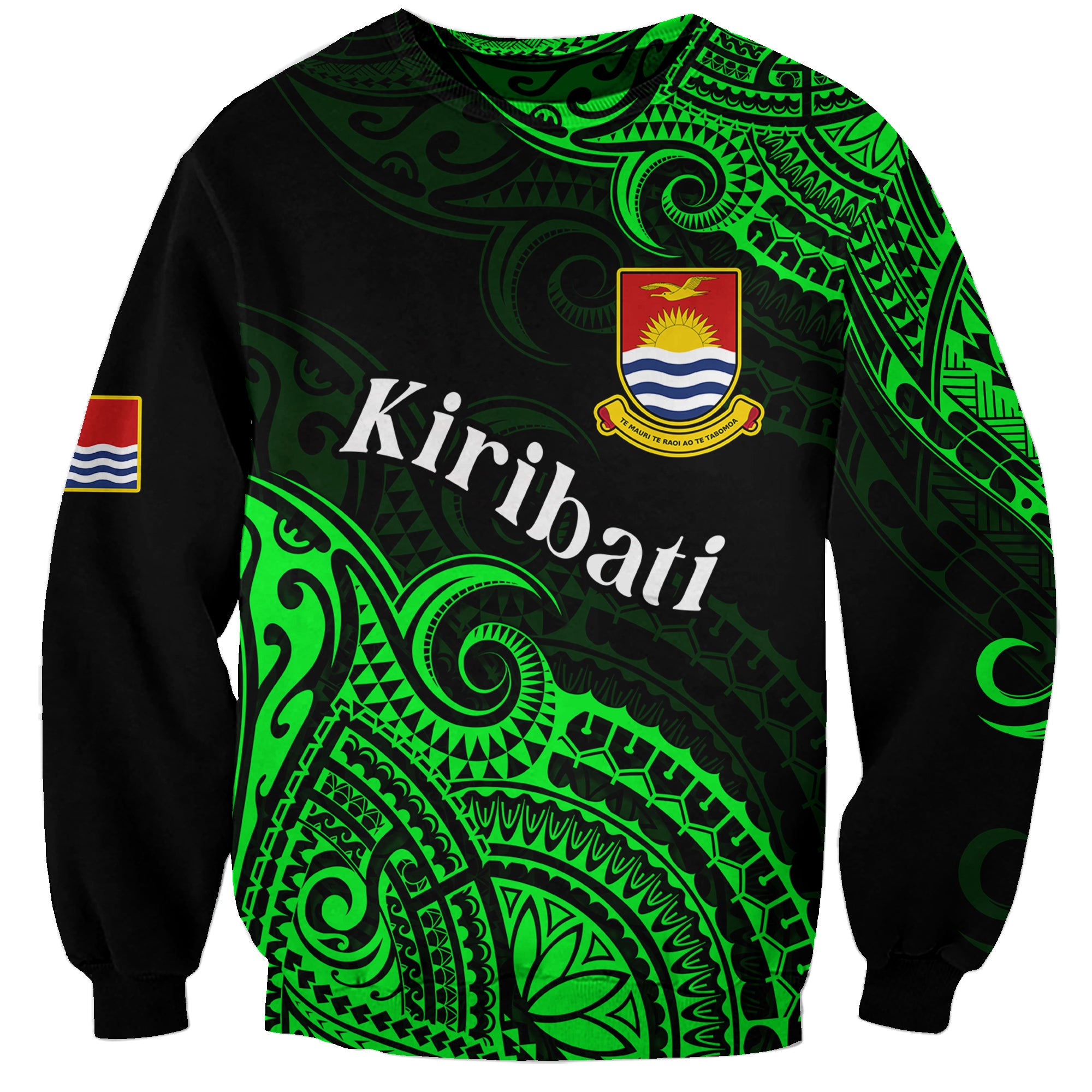 (Custom Personalised) Ribaberiki Kiribati Coat Of Arms Mix Green Polynesian Sweatshirt LT14 Unisex Green - Polynesian Pride
