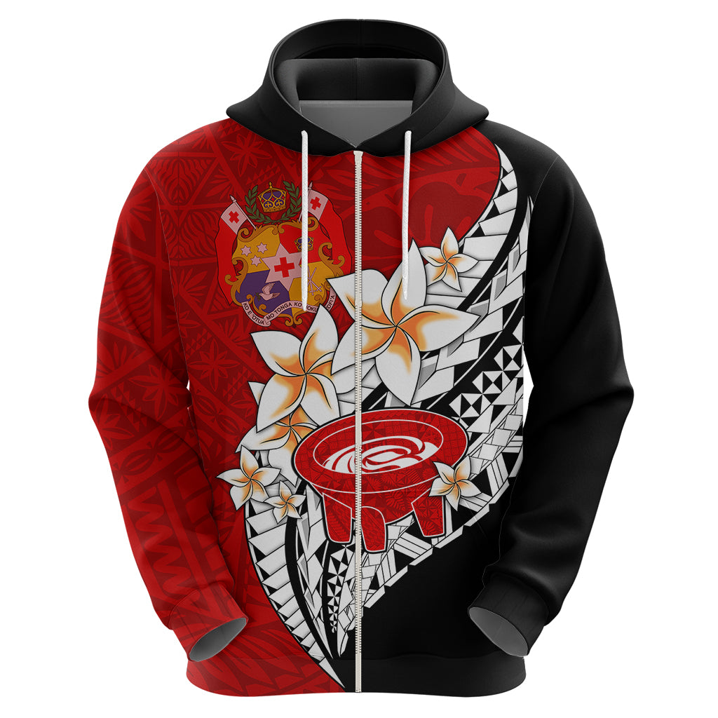 Tonga Kava Bowl Hoodie Tongan Kupesi Ngatu Pattern Black LT14 - Polynesian Pride