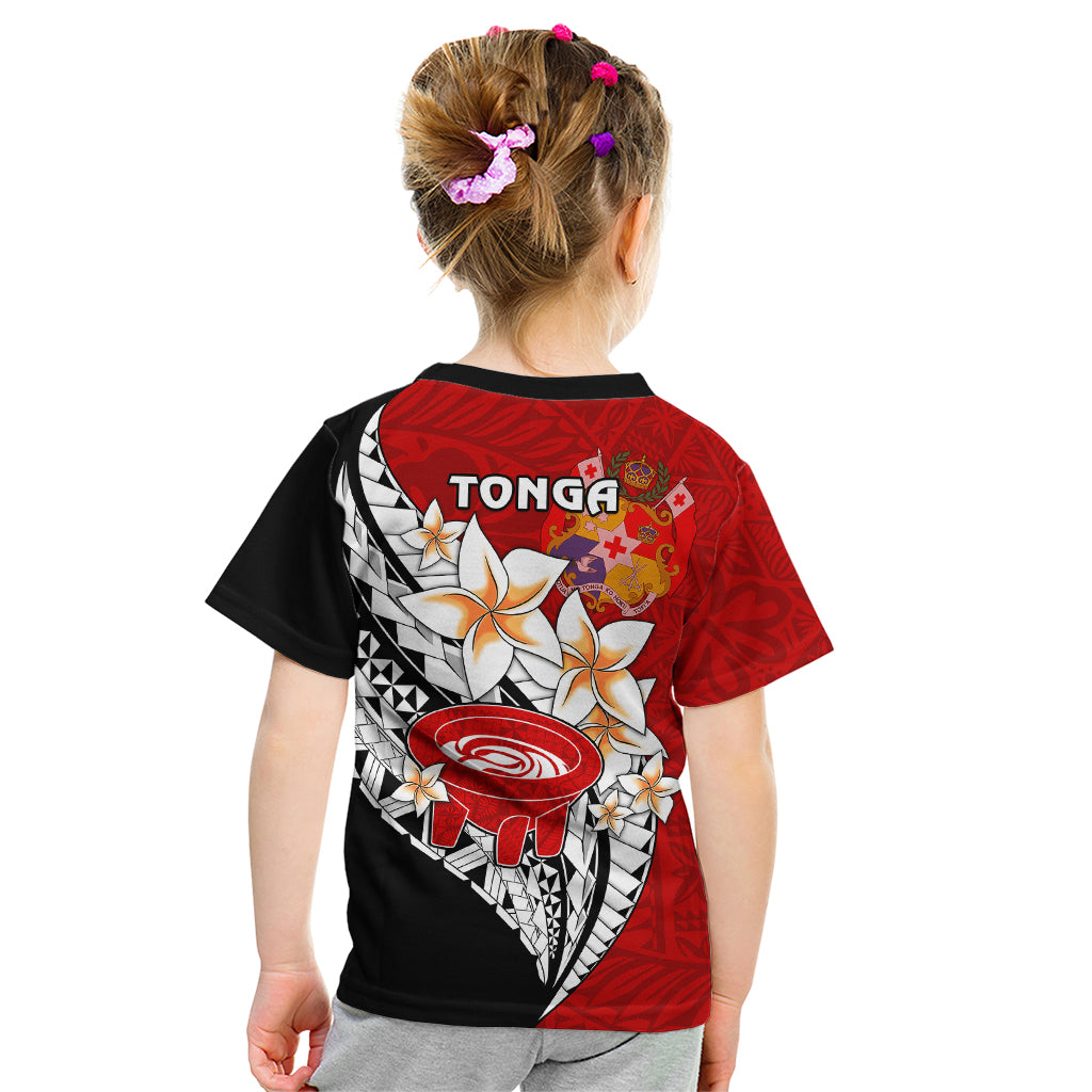 Tonga Kava Bowl Kid T Shirt Tongan Kupesi Ngatu Pattern Black LT14 - Polynesian Pride