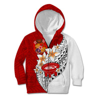 Tonga Kava Bowl Kid Hoodie Tongan Kupesi Ngatu Pattern White LT14 - Polynesian Pride