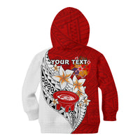 (Custom Personalised) Tonga Kava Bowl Kid Hoodie Tongan Kupesi Ngatu Pattern White LT14 - Polynesian Pride