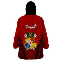 Tonga Heilala Flowers Wearable Blanket Hoodie Tongan Ngatu Black Special Verison LT14 - Polynesian Pride