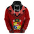 Custom Tonga Heilala Flowers Hoodie Tongan Ngatu Black Special Verison LT14 Zip Hoodie Red - Polynesian Pride