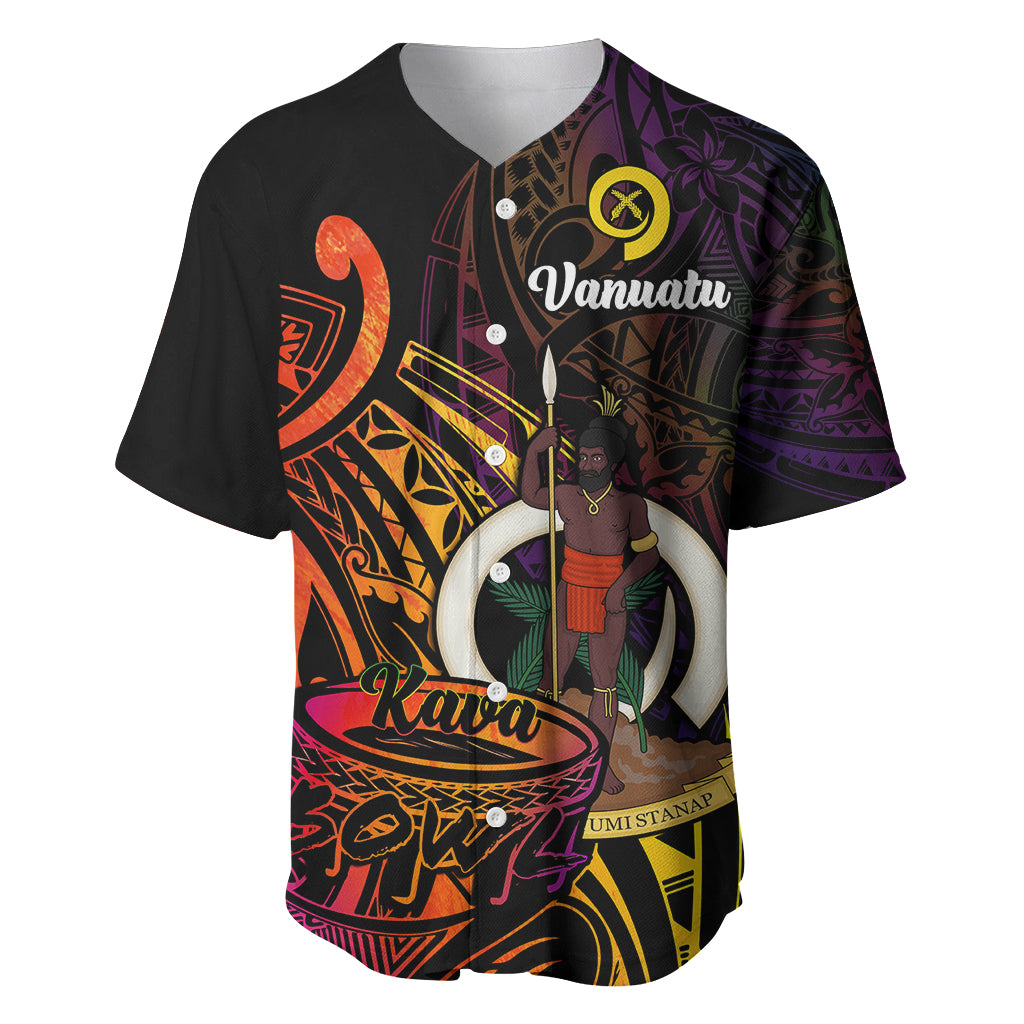 (Custom Personalised) Vanuatu Baseball Jersey Kava Bowl Mix Polynesian Gradient Style LT14 - Polynesian Pride