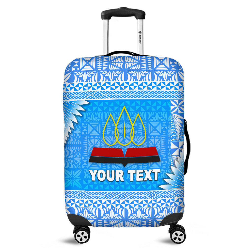 (Custom Personalised) Tonga Lavengamalie College Luggage Covers Simplified Version LT8 Blue - Polynesian Pride