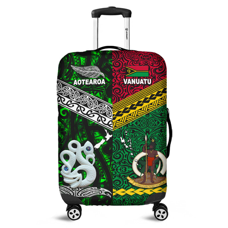 New Zealand And Vanuatu Luggage Cover Together - Green LT8 Green - Polynesian Pride