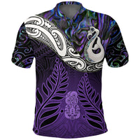 New Zealand Maori Polo Shirt - Manaia Paua Shell Glitter Purple LT4 Purple - Polynesian Pride