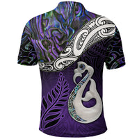 New Zealand Maori Polo Shirt - Manaia Paua Shell Glitter Purple LT4 - Polynesian Pride
