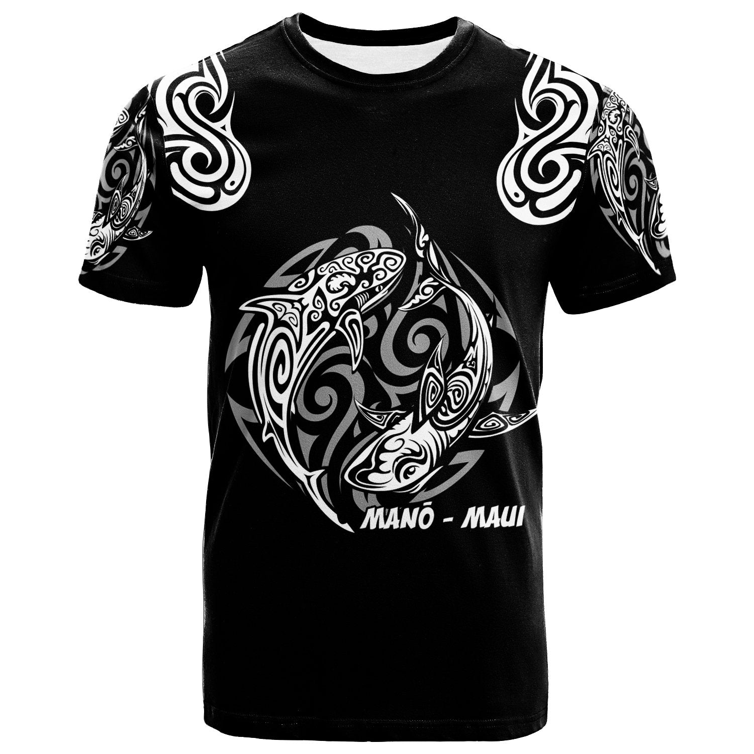 Hawaii T Shirt Hawaiian Shark Tattoo Unisex Black - Polynesian Pride