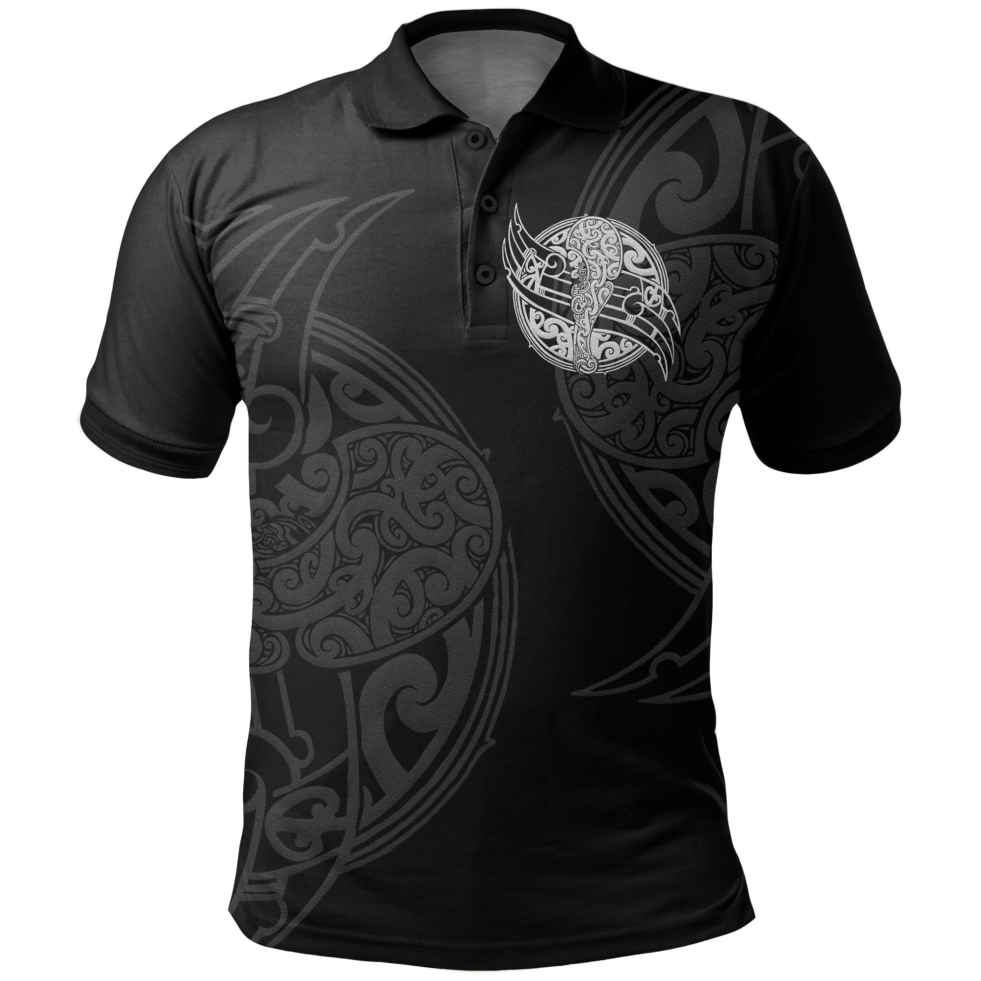 New Zealand Polo Shirt, Maori Warrior Tattoos Golf Shirts Unisex Black - Polynesian Pride