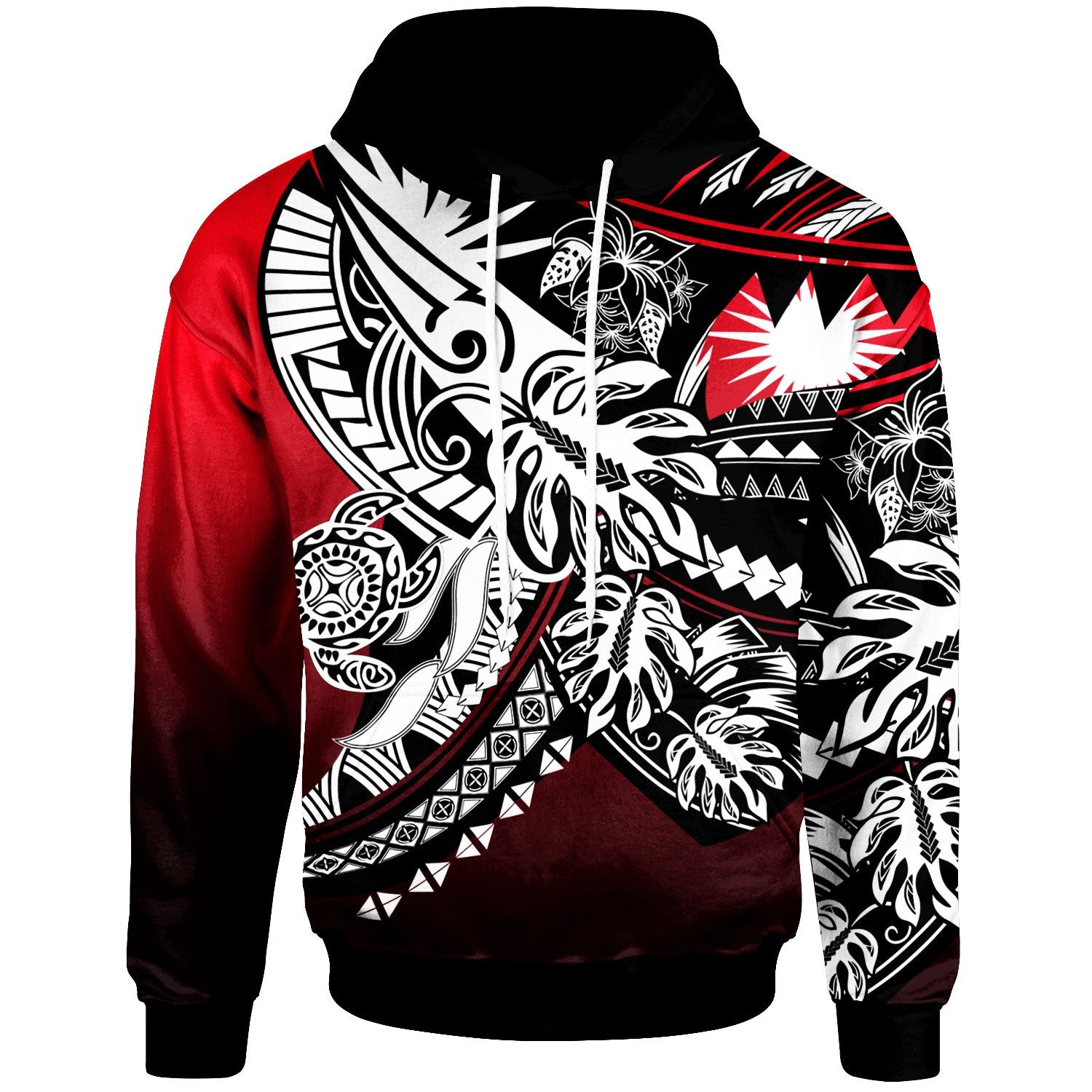 Marshall Islands Hoodie Tribal jungle Pattern Red Color Unisex Red - Polynesian Pride