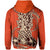 Hawaii Tiki Polynesian Zip Hoodie Orange - Polynesian Pride