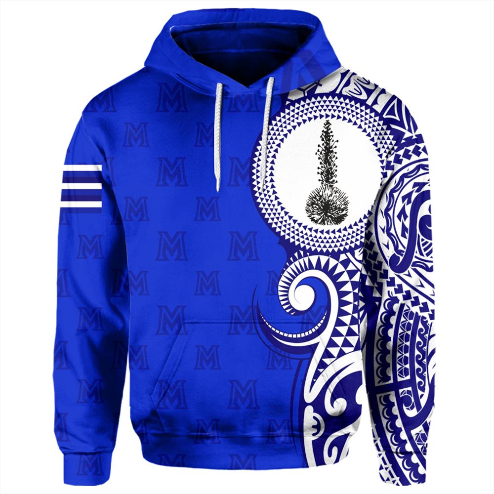 Custom Hawaii Hoodie Maui High Tribal Kakau Pullover Hoodie Unisex Blue - Polynesian Pride