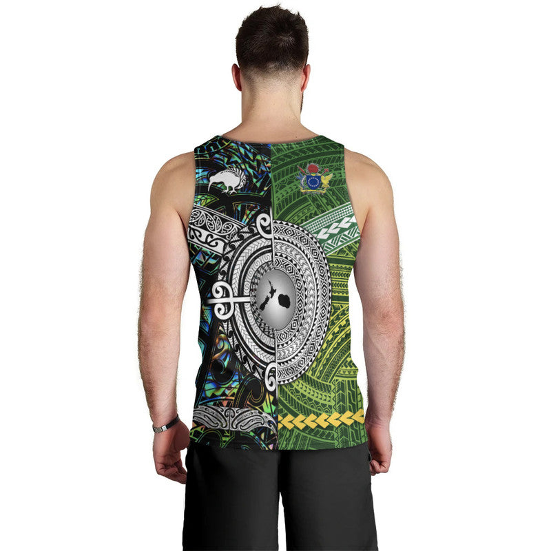 New Zealand And Cook Islands Men Tank Top Together - Paua Shell LT8 - Polynesian Pride