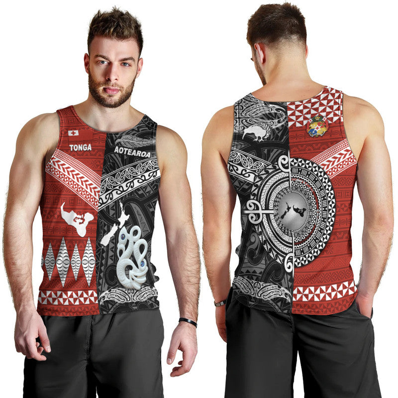 New Zealand And Tonga Men Tank Top Together - Black LT8 - Polynesian Pride