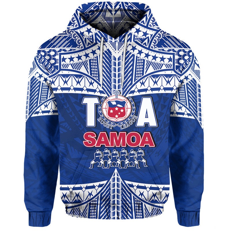 Toa Samoa Rugby Hoodie - Siva Tau LT6 Pullover Hoodie Blue - Polynesian Pride