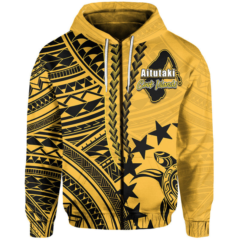 Cook Islands Aitutaki Polynesian Hoodie LT6 Zip Hoodie Yellow - Polynesian Pride