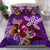 Hawaii Turtle Flowers And Palms Retro Bedding Set - Purple - AH Purple - Polynesian Pride