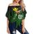 Hawaii Turtle Plumeria Polynesian Women's Off Shoulder Wrap Waist Top - Luck Style - AH Female Green - Polynesian Pride