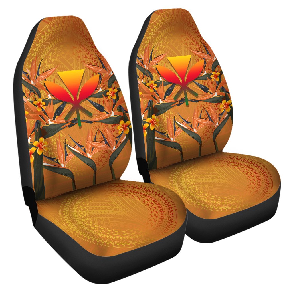 Kanaka Paradise Flower Plumeria Car Seat Cover - Orange Earth - AH Universal Fit Orange - Polynesian Pride