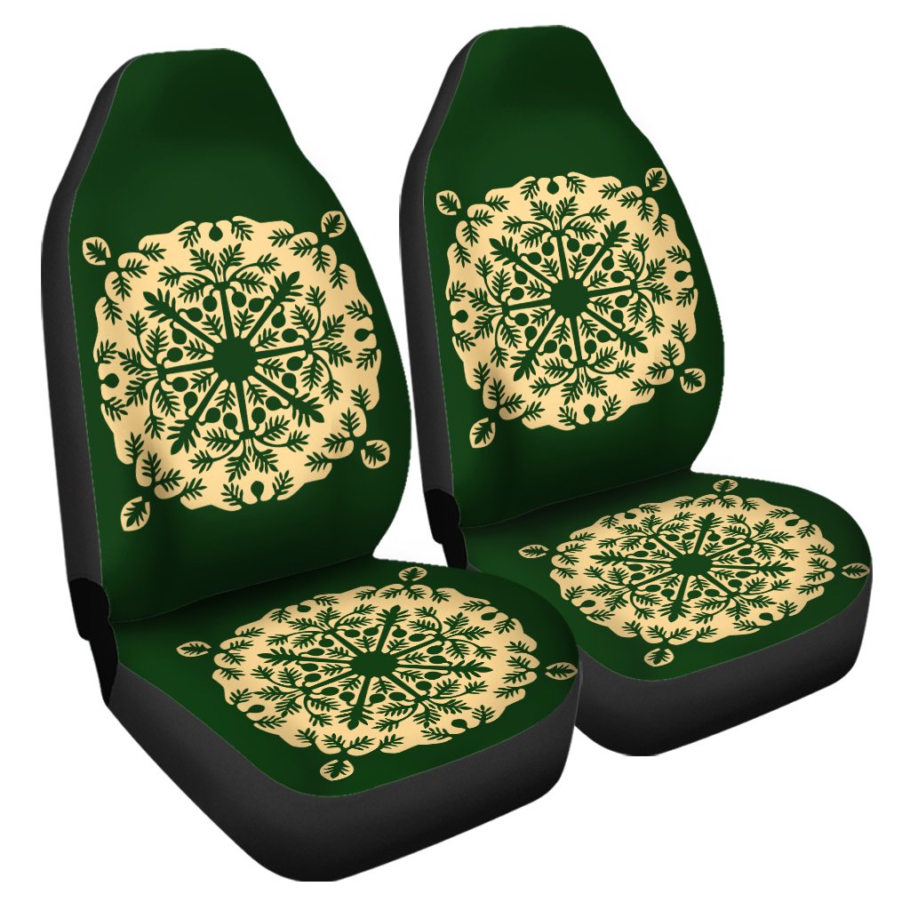 Hawaiian Quilt Alpinia Purpurata Car Seat Covers - AH Universal Fit Green - Polynesian Pride